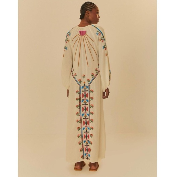 NWT FARM RIO White Macaw Embroidered Maxi Dress - Picture 7 of 8